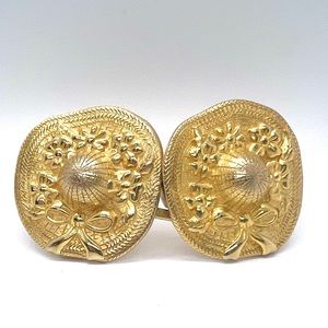 Vintage Paquette 80’s Floral Coquette Floppy Garden Hat Belt Buckle